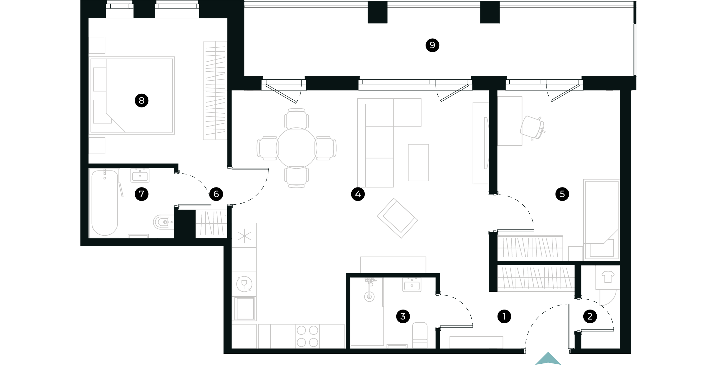 New Hanza apartamenti dzīvokļa plānojums