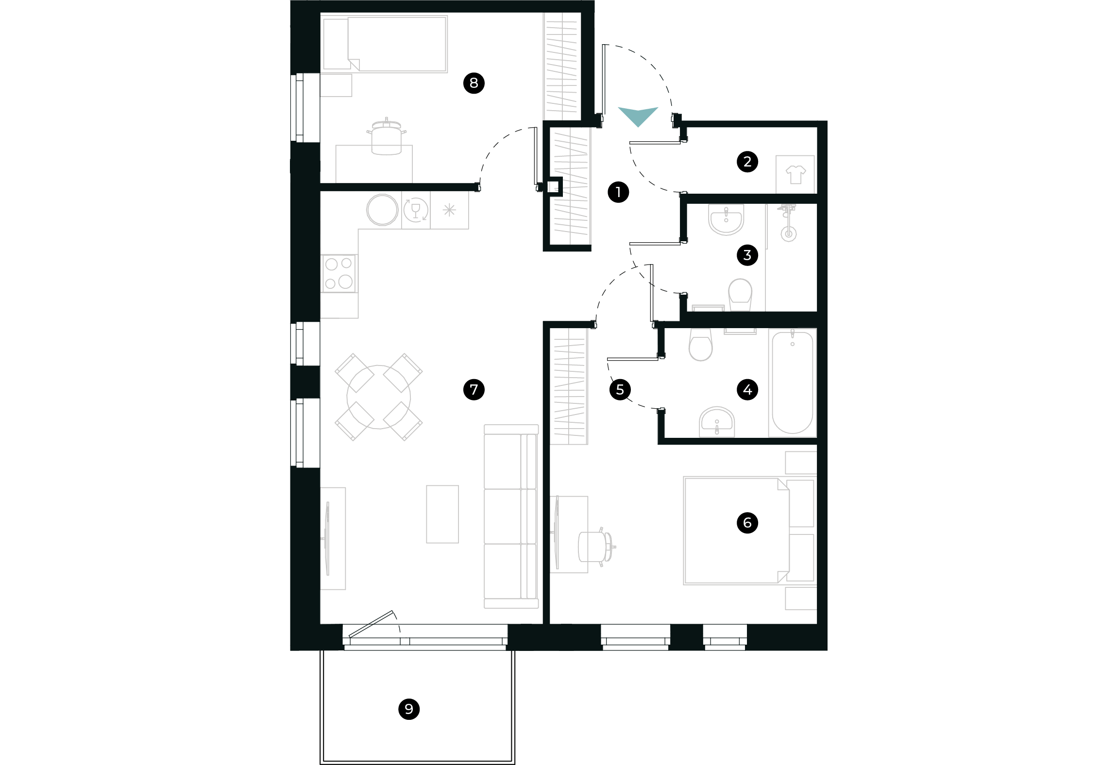 New Hanza apartamenti dzīvokļa plānojums